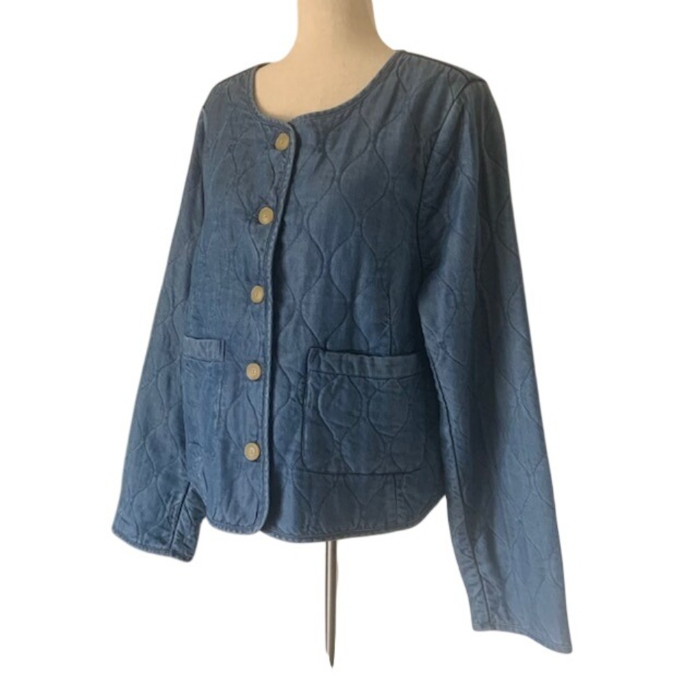Vineyard Vines Chambray Quilted Barn Coat XL Tencel Preppy Chore Luxe Jacket EUC